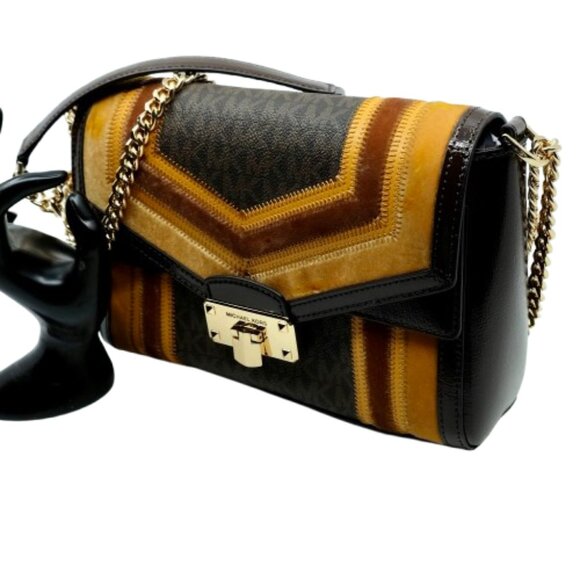 MICHAEL KORS~Kinsley~Medium Flap Crossbody Shoulder Bag~ Marigold Multi Color - Picture 3 of 8